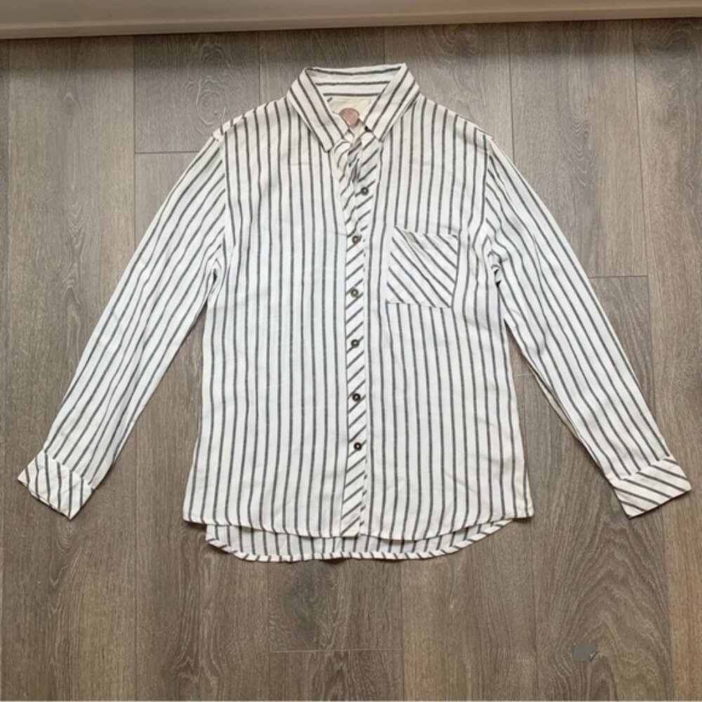 Anthropologie Ash & Ember Button Down Shirt Striped XS Festival Boho Western - Picture 10 of 16